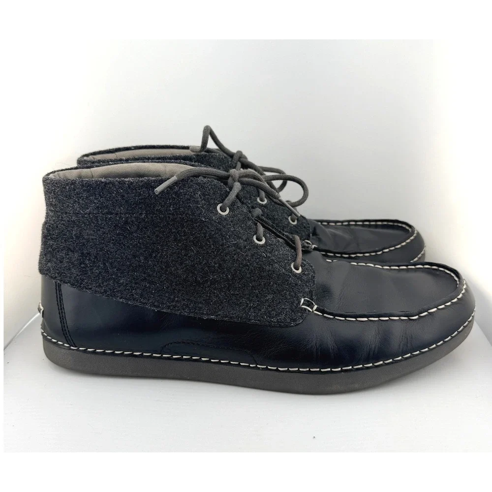 UGG Australia Kaldwell Chukka Boots Mens 13 Black Leather Wool Vibram 1003885